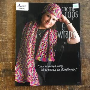 Annie’s Crochet Chemo Caps & Wraps Pattern Book Cancer Charity Handmade Hat NEW